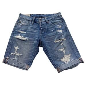 ABERCROMBIE & FITCH Mens Distressed Ripped Bermuda Denim Shorts 28